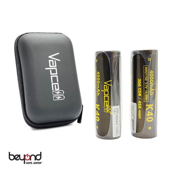 【Vapcell】21700 K40 4000mAh 45A［2本入り / ハードケース付き］正規品...