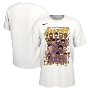 NBA公式ライセンス商品 NBAファイナル2020年チャンピオン ロサンゼルス レイカーズ Lakers 半袖Tシャツ ホワイト 白 アメリカ直輸入 メンズ｜bezipang