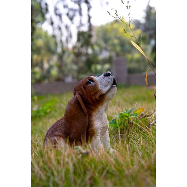 アウトレット バセットハウンド 子犬 置物 オブジェ 犬 ガーデンオーナメント リアルアニマル 樹脂...