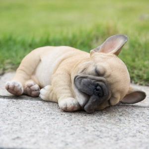 置物 彫像 横になって眠っている フレンチブルドッグ の子犬像 ガーデニング 庭 Dog French bulldog ornament statue｜bezipang