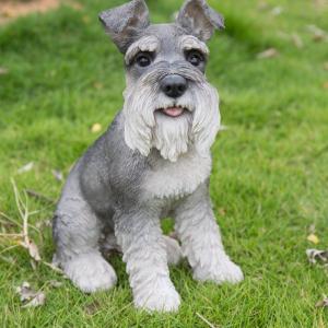ミニチュア・シュナウザーの子犬彫像 オーナメント置物装飾 ホームデコ