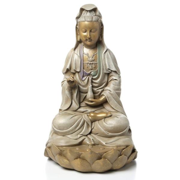 ポリレジン製ガーデン彫像 東アジアの慈悲の女神 観音菩薩の像 置物 ガーデニング 庭