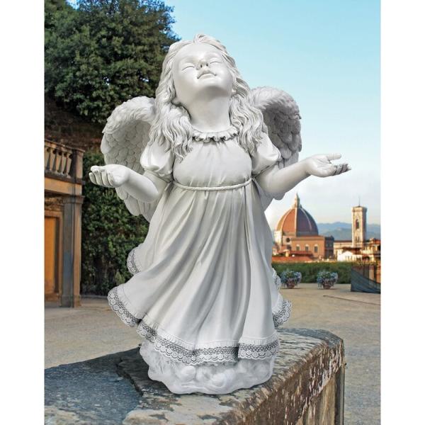 ポリレジン製ガーデン彫像 顔を持ち上げている天使の像 置物 ガーデニング 庭