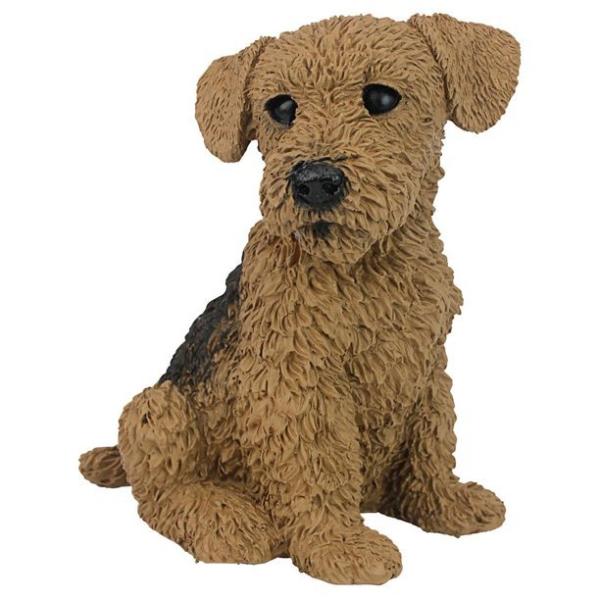 アウトレット エアデールテリア 子犬 オブジェ 犬 置物 ガーデンオーナメント リアル インテリア ...