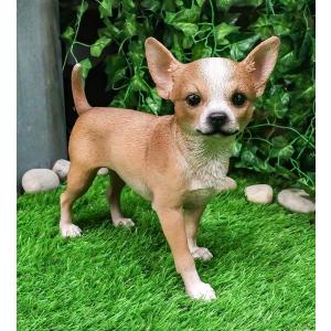 置物 彫像 骨を咥えた子犬 ソーラー式ライト 犬 いぬ イヌ ガーデン 庭