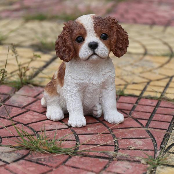 アウトレット キャバリア 子犬 オブジェ ガーデンオーナメント 犬 置物 キングチャールズスパニエル...