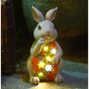 穴から体を出しているウサギの像 置物 ガーデニング 庭 ウサギ 兎