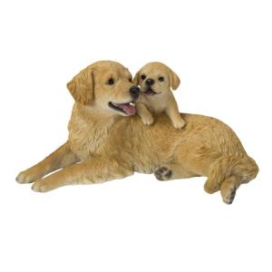 ポリレジン製 ガーデン彫像 動物 犬 座っている黄色のラブラドールの