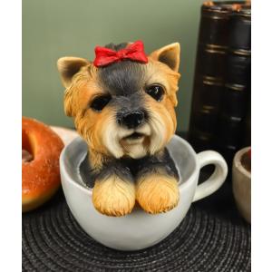 ポリレジン製 ガーデン彫像 座っているヨークシャーテリアの子犬の像