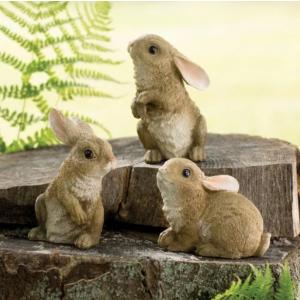 3兄弟のウサギの像 置物 ガーデニング 庭 インテリア ウサギ 兎 バニー Bunny Rabbit Statue｜bezipang