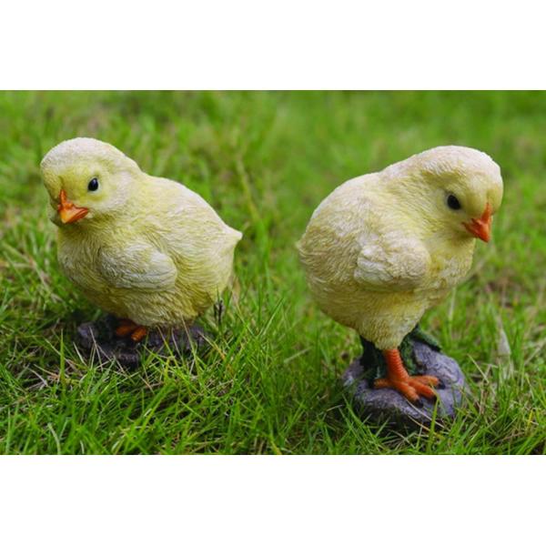 アウトレット ひよこ オブジェ 2羽セット 置物 ガーデンオーナメント 動物 リアル インテリア 庭...