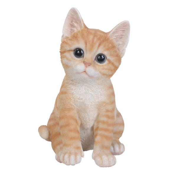 アウトレット 茶トラ猫 オブジェ 猫置物 ガーデンオーナメント リアル 樹脂製 キャットオブジェ ア...