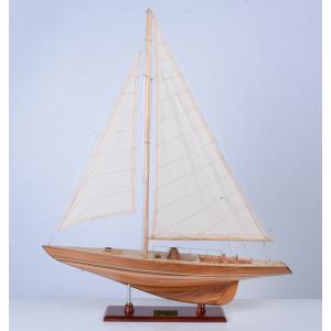 木製帆船モデル 約60cm 完成品 帆船模型 木製 ヨット エンタープライズ号 全長60cm Y025