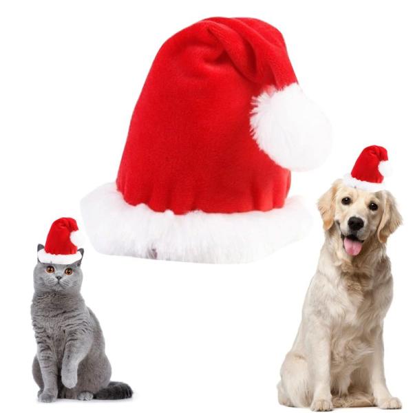 クリスマス ペット服 コスチューム 可愛い 猫 犬 帽子 ポンポン付き 被り物 ペット サンタ 帽子...