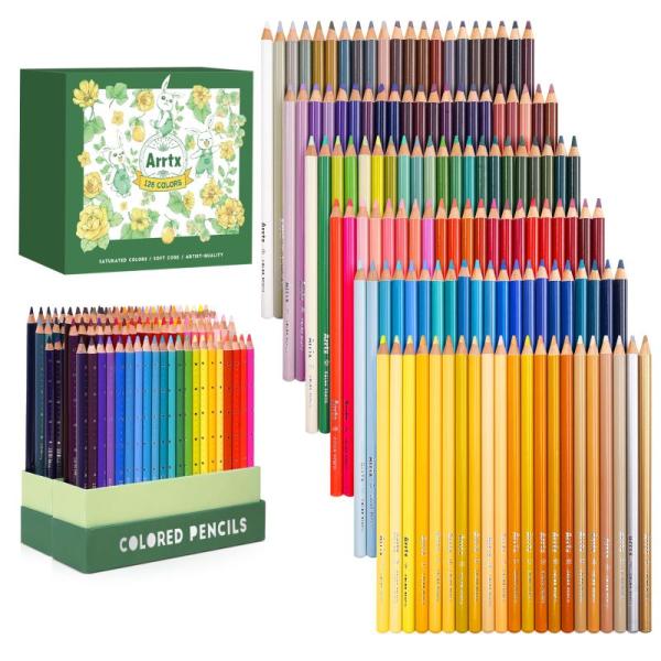 Arrtx 色鉛筆 126色、大人の塗り絵色鉛筆、イラストデザイン、描画、落書きに最適、明るい色とク...