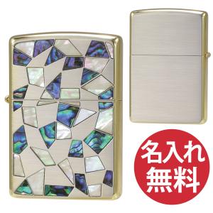 zippo ジッポ ジッポー Broken Shell Silver & Gold シェルインレイ シルバー & ゴールド 貝貼り zippoレギュラー｜bheart