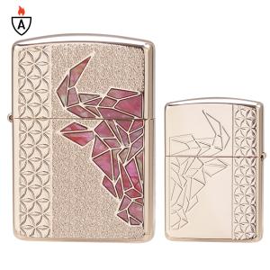 zippo ジッポ ジッポー Bull Rose Pink (RD) ブル ローズピンク 雄牛 貝貼り アーマーケース 【名入れ不可商品】｜bheart