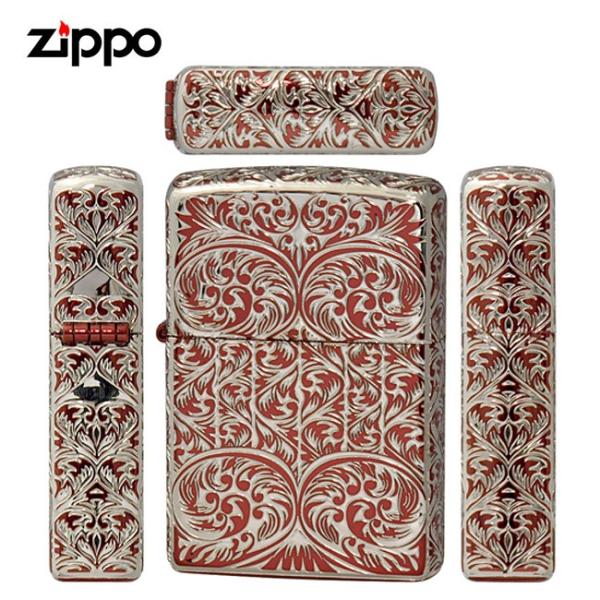 zippo ジッポ ジッポー Splendor II スプレンダー2S レッド シルバー 5面連続エ...