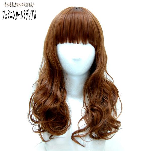 ウィッグ ウイッグ カール ウェーブ ブラウン ゆる巻き 自然 ナチュラル 激安 / 耐熱 ぱっつん...