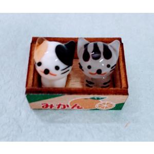 ガラス細工 みかん箱ネコ (ミニ) ミケ/サバ...の詳細画像2