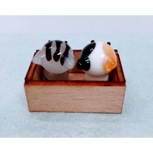 ガラス細工 みかん箱ネコ (ミニ) ミケ/サバ...の詳細画像3