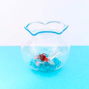 ガラス細工 金魚鉢と金魚(L)クリア 砂付 ミ...の詳細画像2