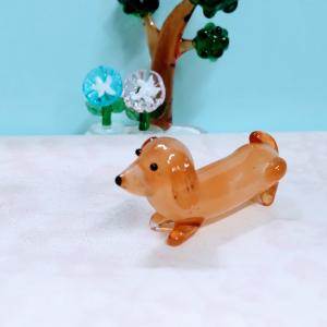 ガラス細工 ダックス（L) ミニチュア 置物 雑貨 犬 小物 動物