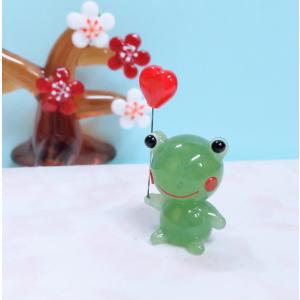 ガラス細工 カッパともみじ ミニチュア 雑貨 置物 小物 河童 紅葉