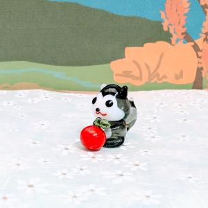 ガラス細工 お月見うさぎ（白）とお団子 ミニチュア 雑貨 置物 小物 秋