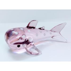 ガラス細工 マンタ（LL) 青 ミニチュア 置物 雑貨 水族館 海 小物