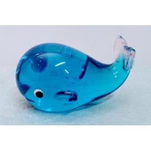 ガラス細工 クジラ(L) ピンク/水色 ミニチ...の詳細画像1