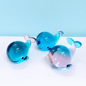 ガラス細工 クジラ(L) ピンク/水色 ミニチ...の詳細画像4