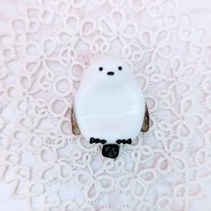 シマエナガとお花　ガラス細工　ミニチュア シマエナガとお花 ガラス細工 ミニチュア