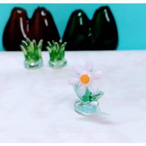 ガラス細工 ユリの花（2輪）ミニチュア 雑貨 置物 小物 花 : きたの