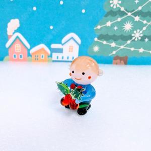 ガラス細工 雪だるま(青)とリース ミニチュア 雑貨 置物 小物 ガラス細工 雪だるま(青)とリース ミニチュア 雑貨 置物 小物