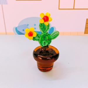 ガラス細工 ユリの花（2輪）ミニチュア 雑貨 置物 小物 花 : きたの