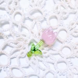 ガラス細工 ユリの花（2輪）ミニチュア 雑貨 置物 小物 花 : きたの