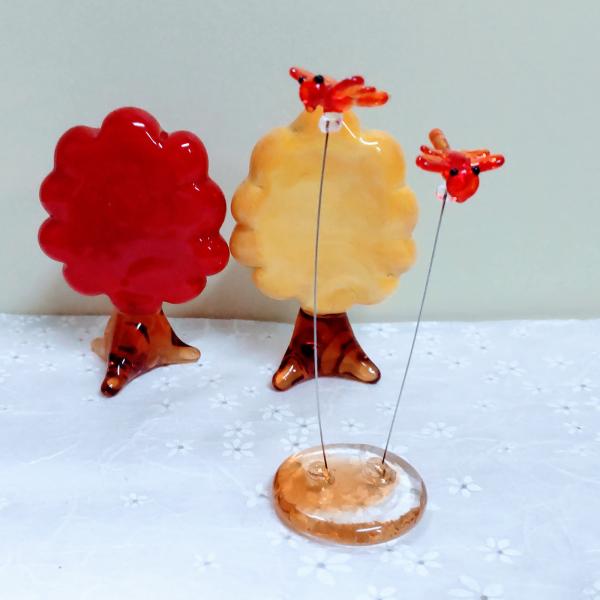 ガラス細工　赤とんぼ2匹　ミニチュア　雑貨　置物　小物　虫　秋