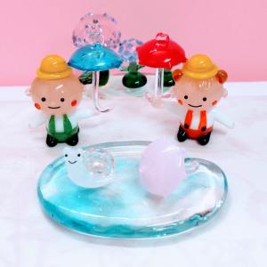 ガラス細工 水たまり ミニチュア 雑貨 置物 ...の詳細画像3