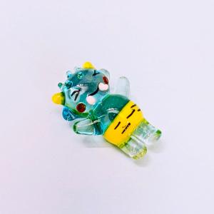 ガラス細工　倒れている青鬼　ミニチュア　雑貨　置物　小物　節分　おに
