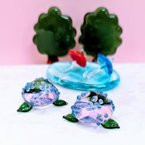 ガラス細工 アジサイ(L) 紫 ミニチュア 雑...の詳細画像2
