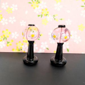 ガラス細工 花ぼんぼりペア(L) クリアピンク...の詳細画像2