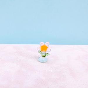 ガラス細工 ユリの花（2輪）ミニチュア 雑貨 置物 小物 花 : きたの