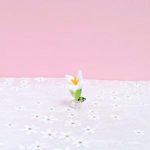 ゆりの花　ガラス細工　ミニチュア ガラス細工 ユリの花（2輪）ミニチュア 雑貨 置物 小物 花 : きたの