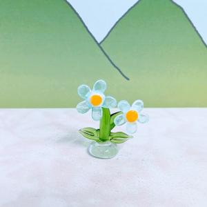 ガラス細工 ユリの花（2輪）ミニチュア 雑貨 置物 小物 花 : きたの
