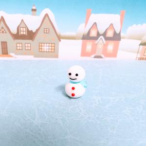 ガラス細工 雪だるま（ミニ）青 ミニチュア 雑貨 置物 小物 スノーマン