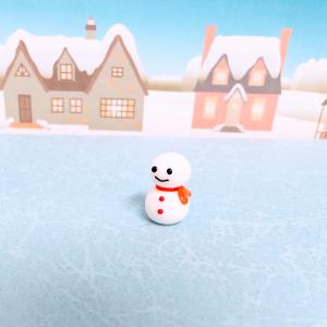 ガラス細工 雪だるま（青）とリース ミニチュア 雑貨 置物 小物
