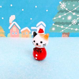 ガラス細工 雪だるま（青）とリース ミニチュア 雑貨 置物 小物