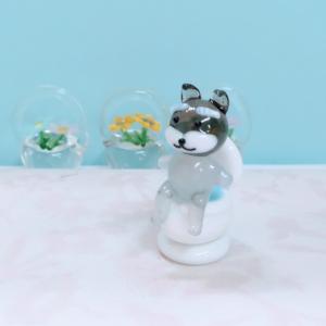 ガラス細工 トイプードル（S）ミニチュア 置物 雑貨 犬 小物 動物