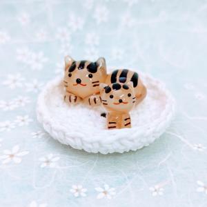ガラス細工 ネコベット（M) 茶トラ ミニチュア 置物 雑貨 猫 小物 動物